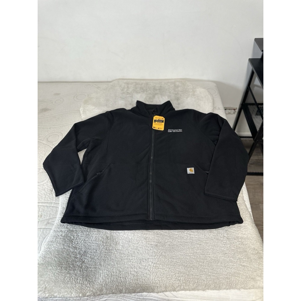 Carhartt Men's Full Zip Fleece Jacket Sherpa Fleece Black 2XL Relaxed Fit Logo